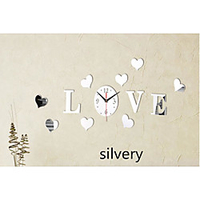 3D Wall Clock DIY Sticker Modern Home Decor Silver Mirror for Bedroom Living Room Office Kitchen Bar