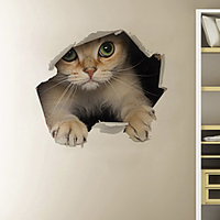 3D Walls Breaking Effect Hiding Cat Cartoon Home Background Decoration Removable Stickers miniinthebox