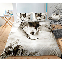 3D Wolf Print 3-Piece Duvet Cover Set Hotel Bedding Sets Comforter Cover with Soft Lightweight Microfiber,  Include 1 Duvet Cover,  2 Pillowcases for Double/Queen/King(1 Pillowcase for Twin/Single)