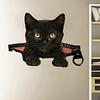 3D Zipper Effect Cute Black Cat Cartoon Home Background Decoration Can Be Removed Stickers miniinthebox