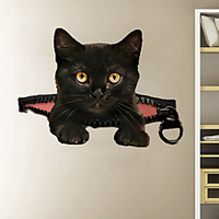3D Zipper Effect Cute Black Cat Cartoon Home Background Decoration Can Be Removed Stickers miniinthebox