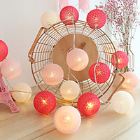 3M 20LED Cotton Ball Lamp Garland LED String Lights Battery Powered Christmas Fairy Lights Wedding Party Bedroom Outdoor Holiday Party Decoration Without Battery