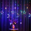 3m Moon Star LED Christmas Curtain Light Battery Powered or EU Plug 220V Fairy Tale String Lights Home New Year Decoration Holiday Lighting Wedding Decoration