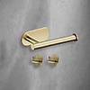 3M Strong Viscosity Adhesive Sticker Bathroom Accessories Set Towel Hook Tissue Holder High strength Nail-free Sticker Matte Black Brushed Towel Holder Rack 2pcs Robe Hook 1 Paper Holder Y3