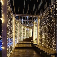 3m3m 300 LEDs Curtain lights Dip Led WhiteWarm White Party Decorative Linkable 110-120 V 1pc