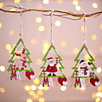 3pcs Santa Snowman Deer Christmas Tree Pendant Christmas Decoration Hanging Ornaments Christmas Tree Decor New Year Home Decor