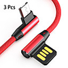 3PCS Android dual elbow 2.4A mobile phone game weaving high-speed transmission data cable for Xiaomi/Samsung/Huawei