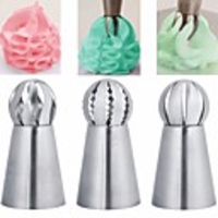 3pcs Russian Stainless Steel Tips Tulip Sphere Whip Cream Buttercream Icing Piping Nozzles DIY Baking Tools Small Torch for Decoration Cupcake Fondant Cake or Any Pastry