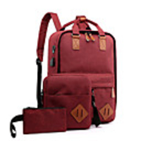 3pcs Travel Bag Laptop Backpack College Bookbag Large Capacity Waterproof with USB Charging Port Casual Outdoor Travel Nylon Fits 15.6 Inch Laptop Gift For Men and Women 301443 cm