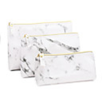 3pcs Travel Organizer Cosmetic Bag Travel Toiletry Bag Large Capacity Washable Travel Storage Durable Marble PU Leather Portable Foldable Luggage