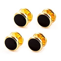 4 gold black shirt studs