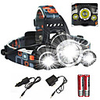 4 Headlamps Headlight Waterproof Zoomable 6000 lm LED Emitters 1 Mode with Charger with Batteries and Charger Waterproof Zoomable Rechargeable Super Light Camping / Hiking / Caving Cycling / Bike