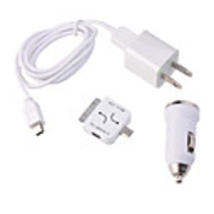 4-in-1 Mini AC/Car Charger for iPhone 3G/3GS/4 BlackBerry HTC