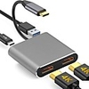 4-In-1 Usb c To Dual Hdmi Adapter 4k 4-In-1 Type c To Dual Hdmi Usb 3.0 Port Usb c-Pd Charging Compatible With Mac Os Windows Android Linux Usb c Device Multi-Functional Hd Dock