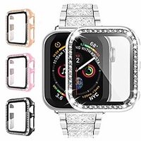 4 pack case For iWatch Apple Watch Series SE/6/5/4/3/2/1 44mm 40mm 38mm 42mm built in tempered glass screen protector anti-scratch hard pc bumper full body cover bling diamond rhinestone frame miniinthebox