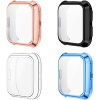 4 Pack Smartwatch Screen Protector with Case Compatible with Fitbit Versa/Versa SE Smartwatch Soft TPU Plated Slim Full Coverage Screen Protective Bumper Cover (Black/Clear/Light Blue/Rose Gold) miniinthebox