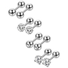 4 pairs stainless steel ball stud earrings for men women cz cartilage helix ear piercing, silver