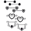 4 pairs stainless steel nipple rings tongue ring piercing body jewelry barbell cz heart shape rings for women girls (color 4)