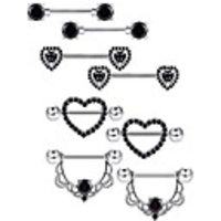 4 pairs stainless steel nipple rings tongue ring piercing body jewelry barbell cz heart shape rings for women girls (color 4)