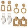 4 pairs statement drop earrings for women silver-tone
