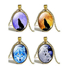 4 pairs wolf glass necklace pendant gemstone wolf pendant time glass pendant necklace wolf element necklace