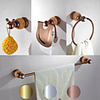 4 Pcs Bathroom Hardware Accessory Set -Towel Bar Toilet Paper Holder Robe Hook Towel Ring and Toilet Brush with Holder-Solid Brass Metal amp; Natural Stone Wall Mounted