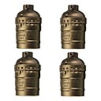4 Pcs E26/E27 Socket Screw Bulbs Metal Shell Medium Base Edison Retro Pendant Lamp Holder Without Switch and Cord 110-240V