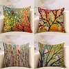 4 pcs Linen Pillow Cover,  Floral FloralPlants Rustic Square Traditional Classic Cotton / Faux Linen Home Sofa Decorative Outdoor Cushion for Sofa Couch Bed Chair miniinthebox