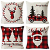 4 pcs Linen Polyester Pillow Cover,  Leaf Holiday Classic Square Polyester Traditional Classic