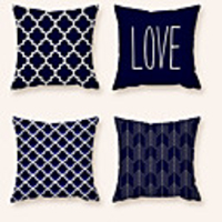 4 pcs Polyester Pillow Cover,  Geometric Square Zipper Polyester Traditional Classic