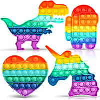 4 Pcs Push Pop Bubble Fidget Sensory Toy Rainbow Decompression ToysPop Popper Fidget Toy Squeeze Toy for Adult Kids Anxiety Emotional Stress Relief Popular Office Desktop Game4 Shapes miniinthebox