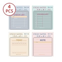 4 pcs Sticky Notes 7.67.6 inch Colorful Paper Lined Cute Self-adhesive Post It Notes for School Office Student miniinthebox