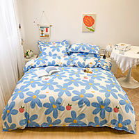 4-Piece Floral Duvet Cover Set Hotel Bedding Sets Comforter Cover,  Include 1 Duvet Cover,  1 Flat sheet, 2 Pillowcases for Double/Full/King(1 Pillowcase for Single) miniinthebox