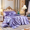 4-Piece Imitated Silk Fabric Duvet Cover Set, Luxury Satin Bedding Sets Include 1 Duvet Cover,  1 Flat Sheet,  2 Shams