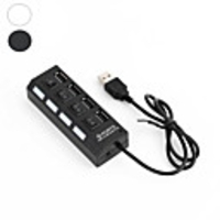 4 Port USB 2.0 Hub On/Off Switches DC Power Adapter Cable for PC Laptop