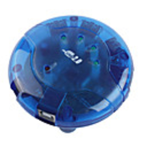 4-Port USB 2.0 Hub with AC Power Supply Blue