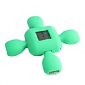 4 Port USB 2.0 Hub with LCD Clock (Green)