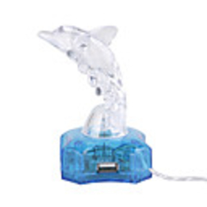 4-Port USB Hub with RGB Light LED Charming Dolphin Desk Lamp