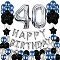 40th birthday decorations, 40 birthday balloons party supplies happy birthday banner latex balloons foil star balloons blue black (81pcs)