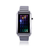 44-LED 3-Color-Light Digit Mens Stainless Steel Wrist Watch with Weekday Display(Silver)