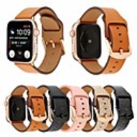 44mm/42mm/40mm/38mm Matte Calf Genuine Leather Strap Wrist Band with Secure Metal Clasp Buckle Compatible for Apple Watch Series