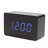 4.5" Black Wooden Design Blue Light Desktop Alarm Clock Thermometer (USB/4xAAA)
