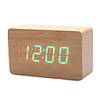 4.5" Khaki Wooden Design Green Light Desktop Alarm Clock Thermometer (USB/4xAAA)