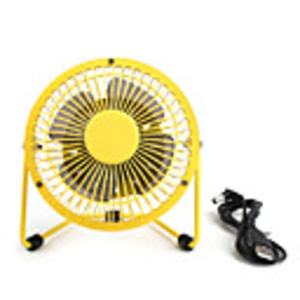 4inch USB Mini Fan With Plastic Blade Ulitra-low Power-wind Volume Yellow