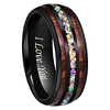 4mm 8mm handmade genuine crushed fire opal balck tungsten carbide men women wedding band with koa wood inlay engraved i love you size 7 to 17 (8mm, 9.5)