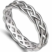 4mm stainless steel celtic knot eternity wedding engagement band ring (silver,  10)