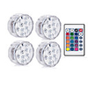 4Pcs 10 Led Remote Controlled RGB Submersible Light Underwater Night Lamp Fish Tank Swimming Pool Aquarium Vase Christmas Wedding Party Decoration Lamp Battery Operated