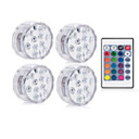 4Pcs 10 Led Remote Controlled RGB Submersible Light Underwater Night Lamp Fish Tank Swimming Pool Aquarium Vase Christmas Wedding Party Decoration Lamp Battery Operated