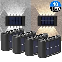 4pcs 10LED Solar Wall Light Outdoor Wall Lamp IP65 Waterproof for Backyard Garden and Pathway Decor Lamp Solar Wall Lights miniinthebox