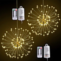 4pcs 2pcs 120LED Hanging Starburst Lights LED Fireworks Lamp LED Broom 60 Branches Waterproof Copper Wire Timed Colorful Lantern Christmas Tree Party Festival Décor